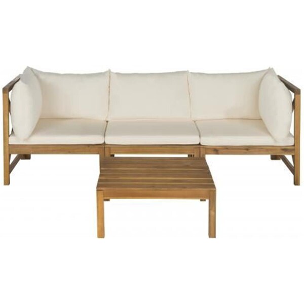 Safavieh Lynwood Modular Outdoor Sectional; Teak Brown & Beige - PAT6713A