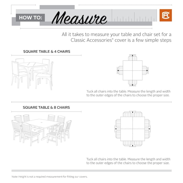 Classic Accessories Ravenna Large Square Table/Chair Set Cover, Grey, 100"x100" - 55-194-015101-EC
