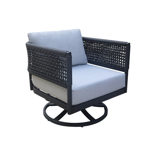 International Concepts Outdoor 3 Piece Patio Furniture Set with an End Table and 2 Swivel Rocking Chairs - KODOT-12RE-201SW-2