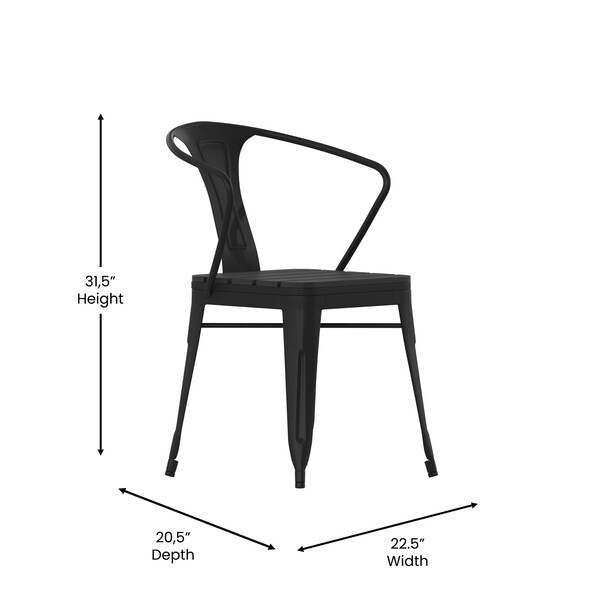 Flash Furniture 5PC Black Table and Chairs with Poly Resin Finish - SB-T11C4-T-BK-GG