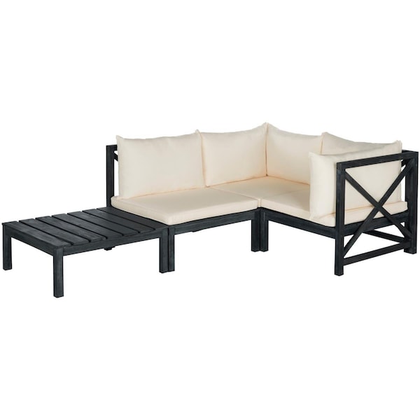 Safavieh Lynwood Modular Outdoor Sectional; Dark Slate Gray & Beige - PAT6713K