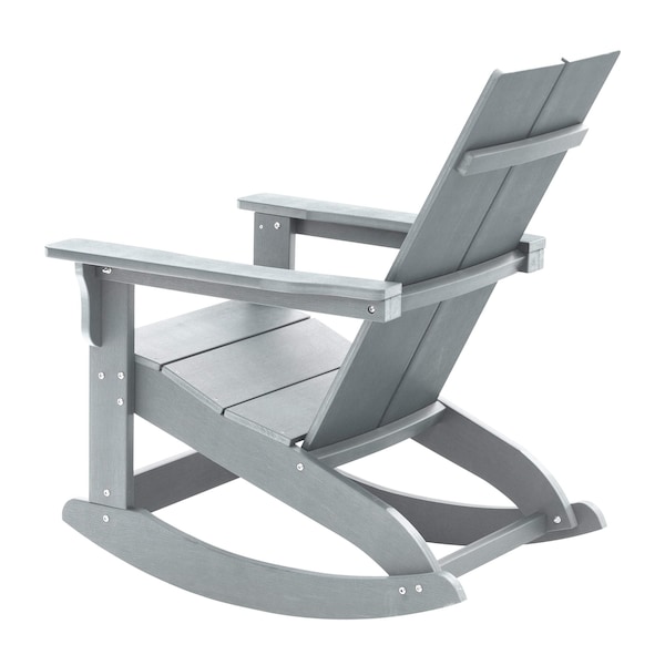Flash Furniture Gray Modern Poly Resin Adirondack Rocking Chair - JJ-C14709-GY-GG