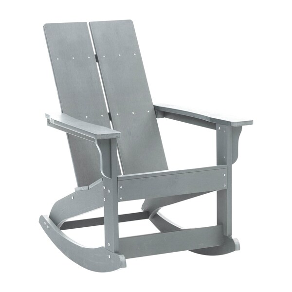 Flash Furniture Gray Modern Poly Resin Adirondack Rocking Chair - JJ-C14709-GY-GG