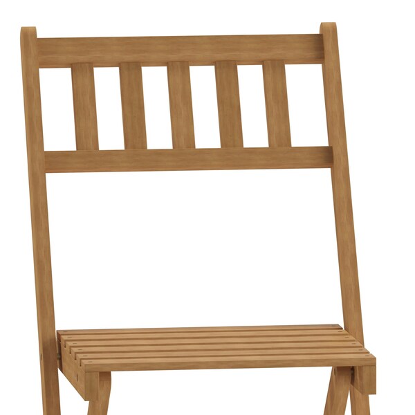 Flash Furniture 2PK Natural Folding Acacia Wood Bistro Chairs - THB-C1244-NAT-GG
