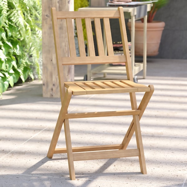 Flash Furniture 2PK Natural Folding Acacia Wood Bistro Chairs - THB-C1244-NAT-GG