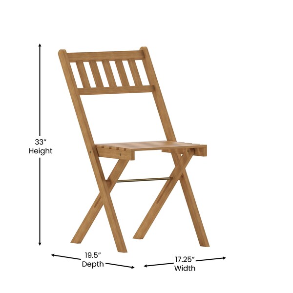 Flash Furniture 2PK Natural Folding Acacia Wood Bistro Chairs - THB-C1244-NAT-GG
