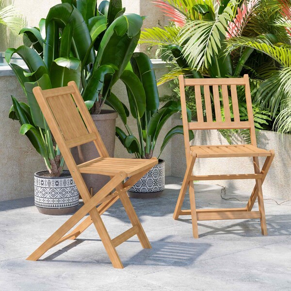 Flash Furniture 2PK Natural Folding Acacia Wood Bistro Chairs - THB-C1244-NAT-GG