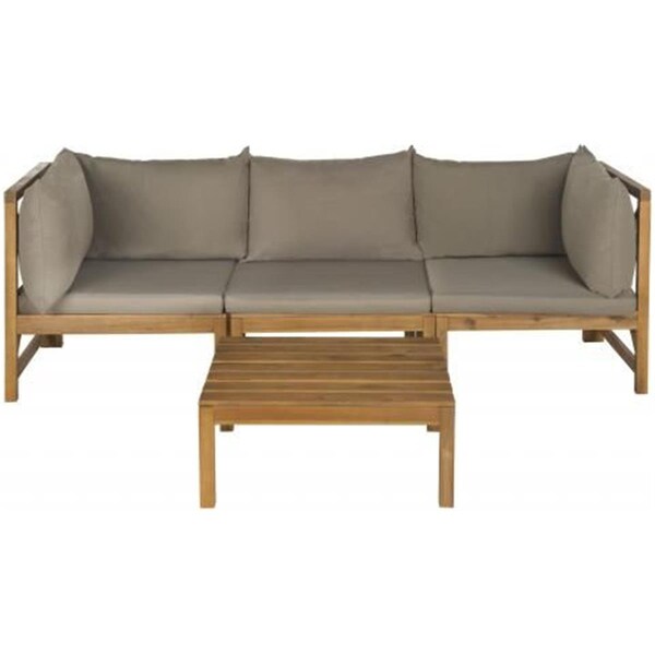 Safavieh Lynwood Modular Outdoor Sectional; Teak Brown & Taupe - PAT6713B