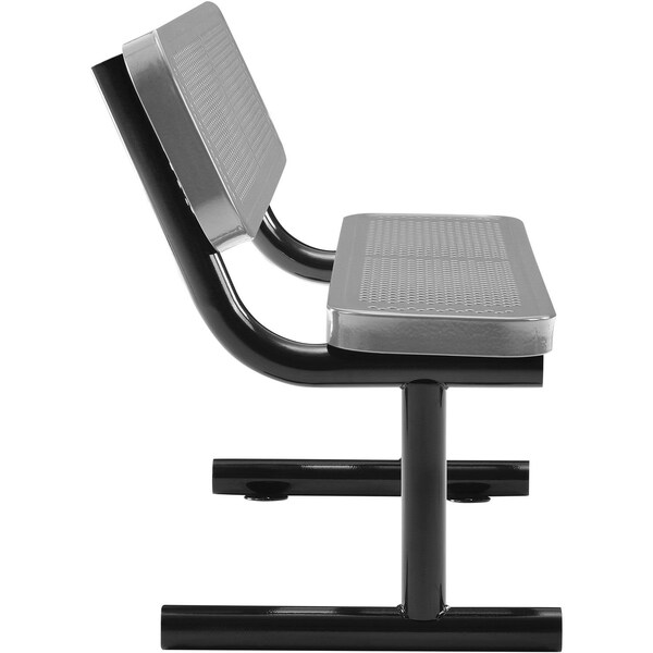Global Industrial 48L Outdoor Steel Bench with Backrest, Perforated Metal, Gray - 695744GY