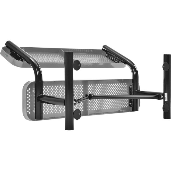 Global Industrial 48L Outdoor Steel Bench with Backrest, Perforated Metal, Gray - 695744GY