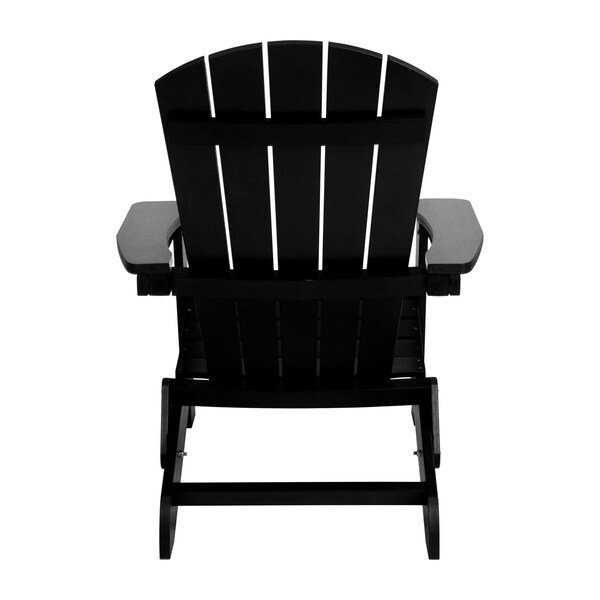 Flash Furniture Black All-Weather Folding Adirondack Chairs, PK 2 - 2-JJ-C14505-BLK-GG