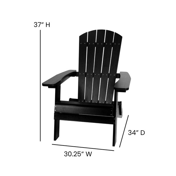 Flash Furniture Black All-Weather Folding Adirondack Chairs, PK 2 - 2-JJ-C14505-BLK-GG