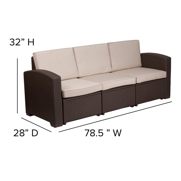 Flash Furniture 5 Piece Chocolate Brown Outdoor Faux Rattan Set - DAD-SF-113RS-CBN-GG