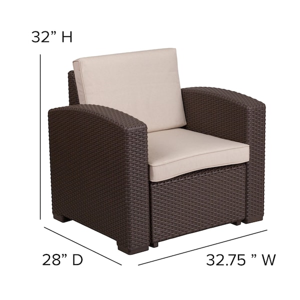 Flash Furniture 5 Piece Chocolate Brown Outdoor Faux Rattan Set - DAD-SF-113RS-CBN-GG