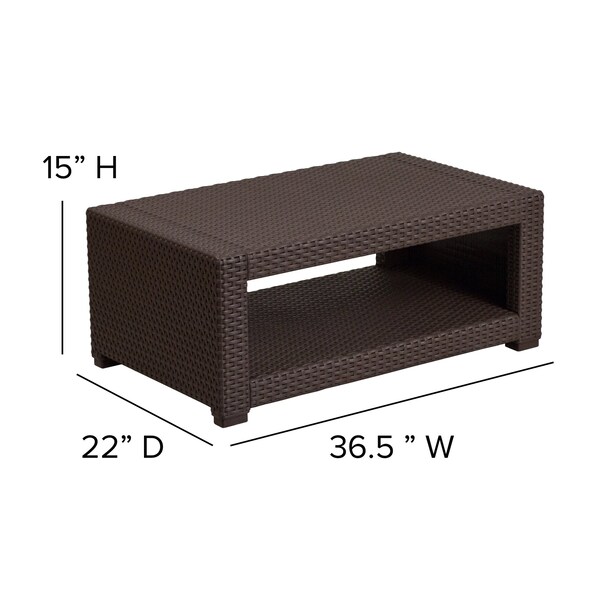Flash Furniture 5 Piece Chocolate Brown Outdoor Faux Rattan Set - DAD-SF-113RS-CBN-GG