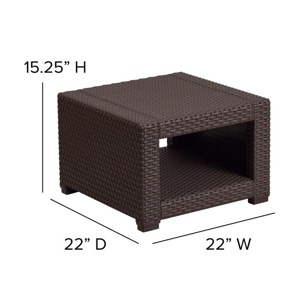 Flash Furniture 5 Piece Chocolate Brown Outdoor Faux Rattan Set - DAD-SF-113RS-CBN-GG