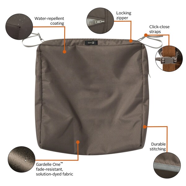 Classic Accessories Ravenna Patio Cushion Slipcover, Dark Taupe, 19" - 60-422-015101-RT
