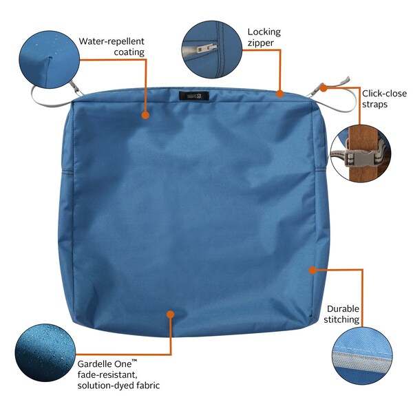 Classic Accessories Ravenna Patio Cushion Slipcover, Empire Blue, 21" - 60-338-010501-RT