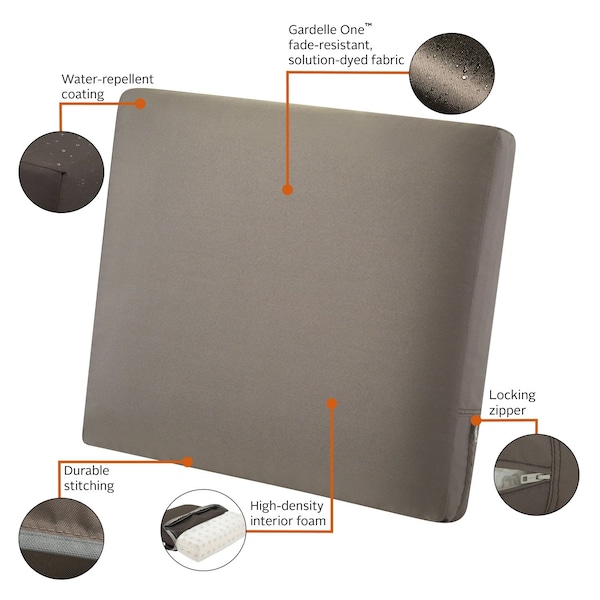 Classic Accessories Ravenna Back Cushion, Dark Taupe, 23"x20"x4" - 62-025-TAUPE-EC