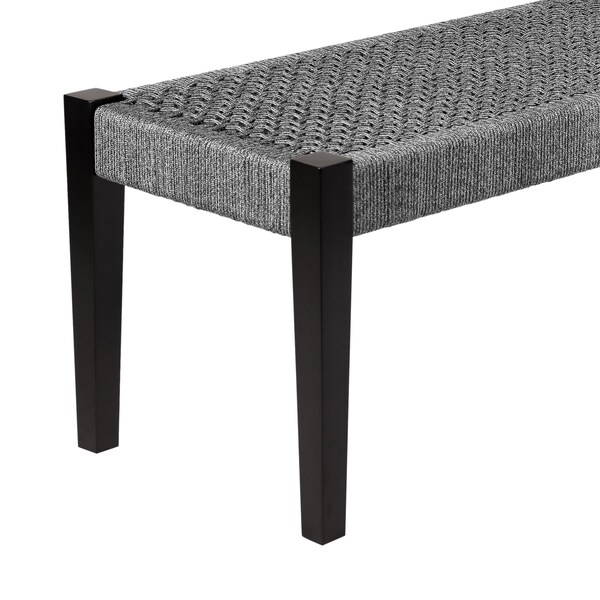 Armen Living Camino Indoor Outdoor Dining Bench in Eucalyptus Wood and Gray Rope - 840254336018