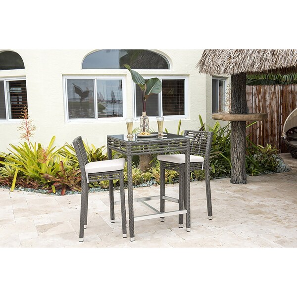 Panama Jack Outdoor Panama Jack Graphite 3-Piece Pub Set with Cushions - PJO-1601-GRY-3PB-CUSH