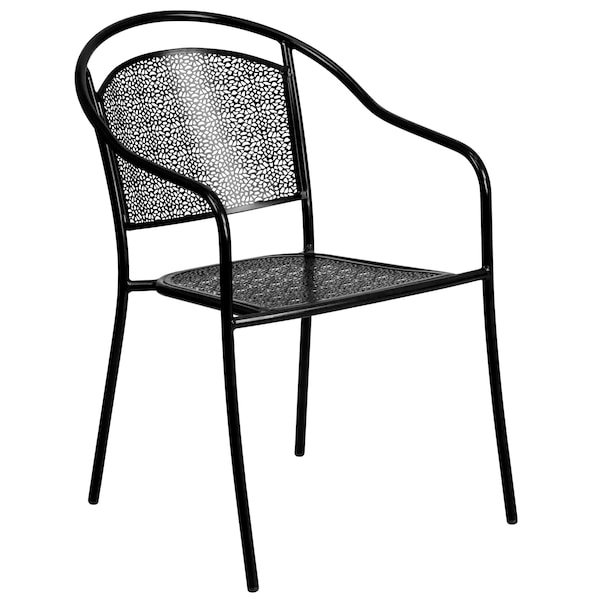 Flash Furniture 28" Square Black Steel Patio Table with 4 Chairs - CO-28SQ-03CHR4-BK-GG