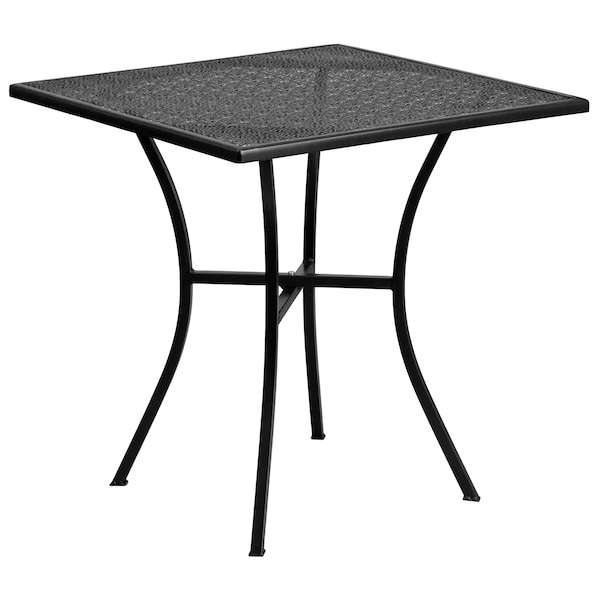 Flash Furniture 28" Square Black Steel Patio Table with 4 Chairs - CO-28SQ-03CHR4-BK-GG