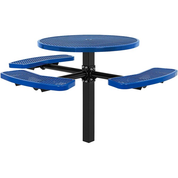 Global Industrial Round Picnic Table, Blue, In Ground Mount, ADA Compliant, 46 in - 695294BL