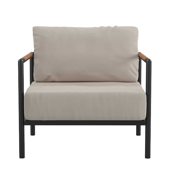 Flash Furniture Black Teak Accented Patio Chair with Cushions - GM-201027-1S-GY-GG