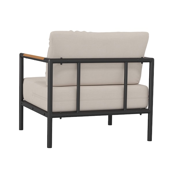 Flash Furniture Black Teak Accented Patio Chair with Cushions - GM-201027-1S-GY-GG