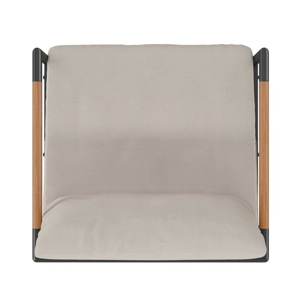 Flash Furniture Black Teak Accented Patio Chair with Cushions - GM-201027-1S-GY-GG