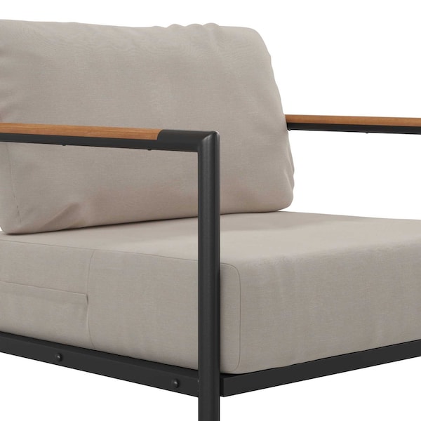 Flash Furniture Black Teak Accented Patio Chair with Cushions - GM-201027-1S-GY-GG