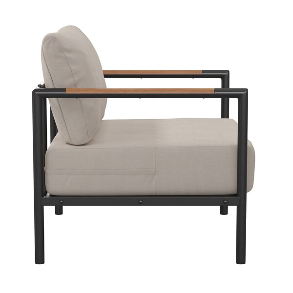 Flash Furniture Black Teak Accented Patio Chair with Cushions - GM-201027-1S-GY-GG