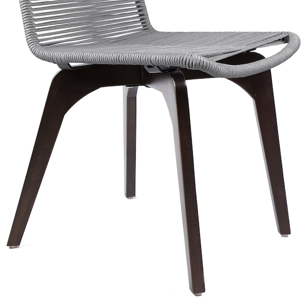 Armen Living Island Outdoor Dark Eucalyptus Wood and Silver Rope Dining Chairs - Set of 2 - LCISSISL