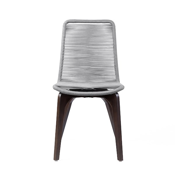 Armen Living Island Outdoor Dark Eucalyptus Wood and Silver Rope Dining Chairs - Set of 2 - LCISSISL