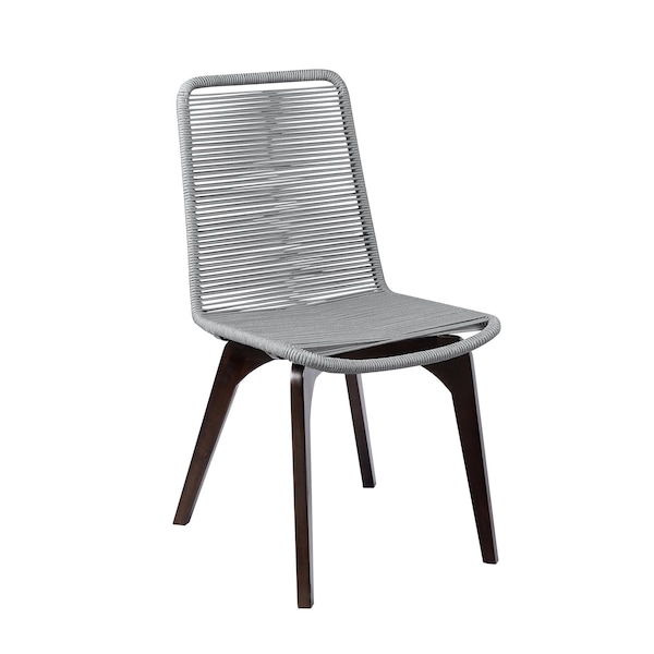 Armen Living Island Outdoor Dark Eucalyptus Wood and Silver Rope Dining Chairs - Set of 2 - LCISSISL
