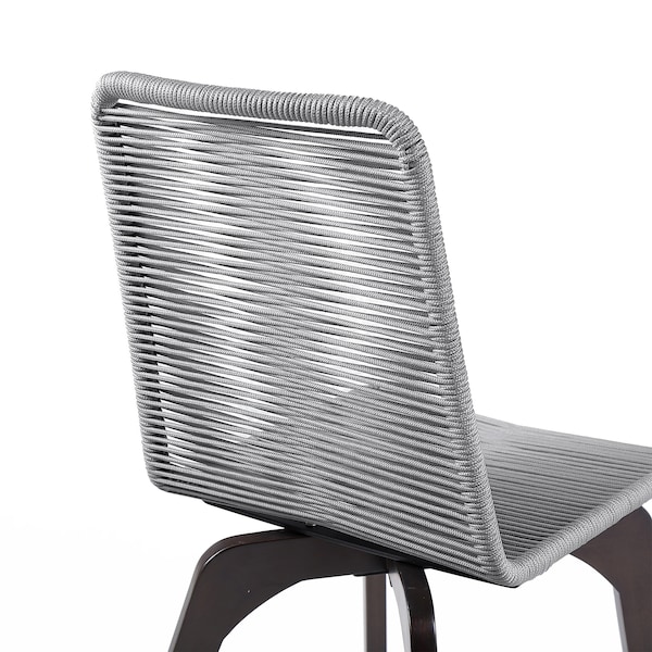 Armen Living Island Outdoor Dark Eucalyptus Wood and Silver Rope Dining Chairs - Set of 2 - LCISSISL