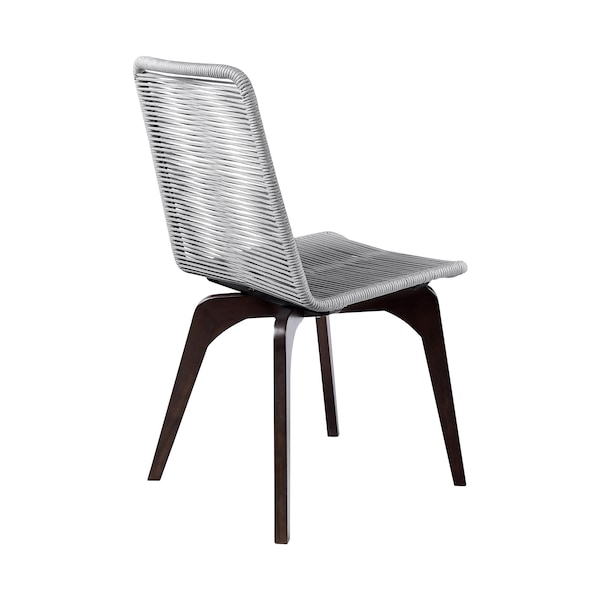 Armen Living Island Outdoor Dark Eucalyptus Wood and Silver Rope Dining Chairs - Set of 2 - LCISSISL