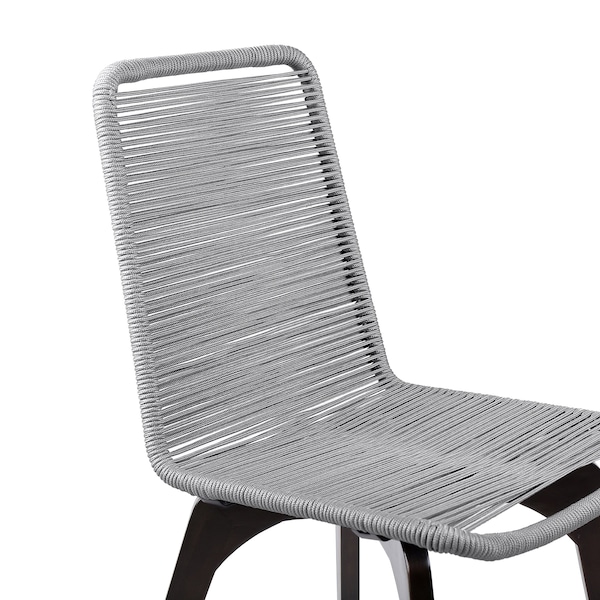 Armen Living Island Outdoor Dark Eucalyptus Wood and Silver Rope Dining Chairs - Set of 2 - LCISSISL