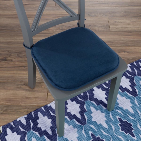 Daphnes Dinnette 16 x 16.25 in. Square Memory Foam Chair Cushion - Navy - DA3251466