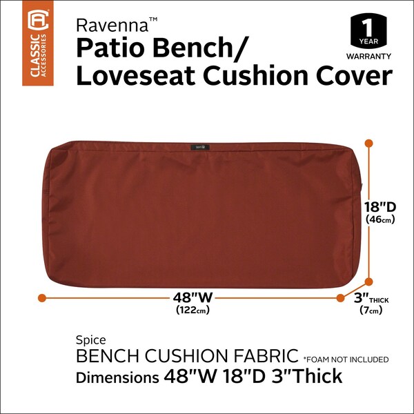 Classic Accessories Ravenna Patio Cushion Slipcover, Spice, 48"x - 60-413-011701-RT