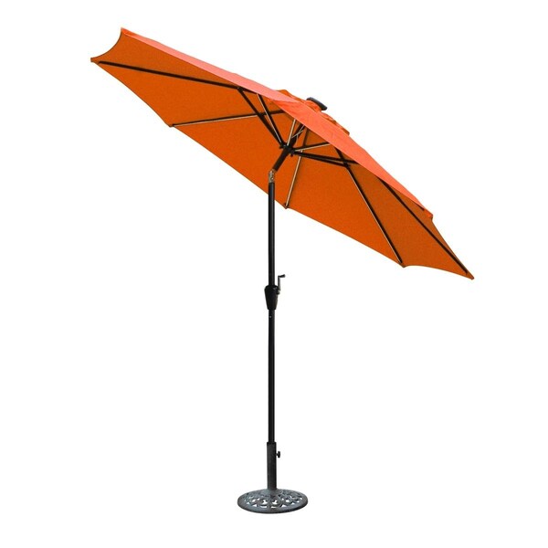 Jeco 9 ft. Aluminum Umbrella with Crank & Solar Guide Tubes - Black Pole & Orange Fabric - OF-UB104