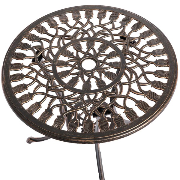 Gardenised Indoor and Outdoor Bronze Dinning Set 2 Chairs with 1 Table Bistro Patio Cast Aluminum. - QI003961.BZ