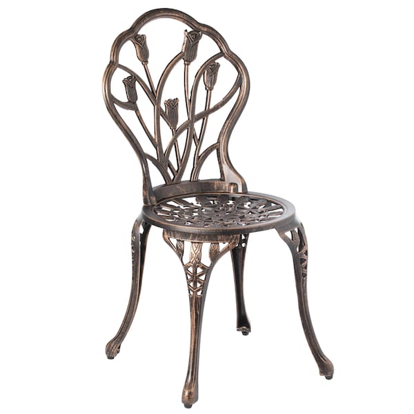 Gardenised Indoor and Outdoor Bronze Dinning Set 2 Chairs with 1 Table Bistro Patio Cast Aluminum. - QI003961.BZ