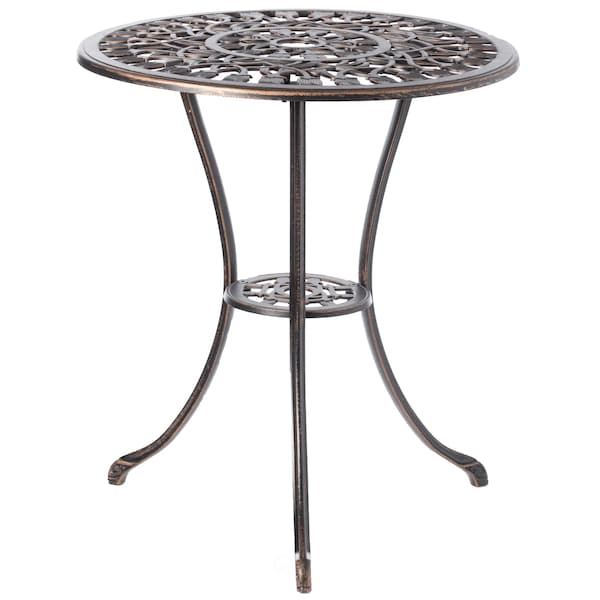 Gardenised Indoor and Outdoor Bronze Dinning Set 2 Chairs with 1 Table Bistro Patio Cast Aluminum. - QI003961.BZ