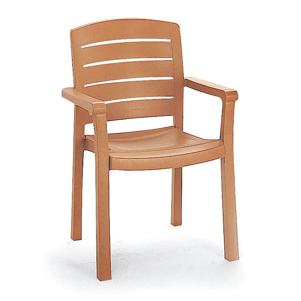 Grosfillex Acadia Armchair, Resin, Teak Wood Color, PK4 - US119008