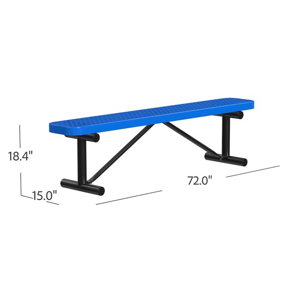 Leisure Craft Leisure Craft 6 FT Outdoor Bench without Back, Portable, Blue - B6XPP-BLUE