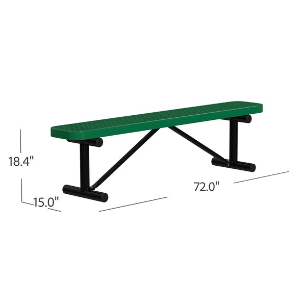 Leisure Craft Leisure Craft 6 FT Outdoor Bench without Back, Portable, Green - B6XPP-GREEN