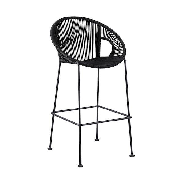 Armen Living Acapulco 26" Indoor Outdoor Steel Bar Stool with Black Rope - LCACBABL26