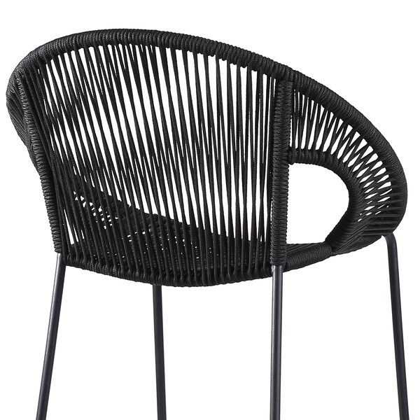 Armen Living Acapulco 26" Indoor Outdoor Steel Bar Stool with Black Rope - LCACBABL26